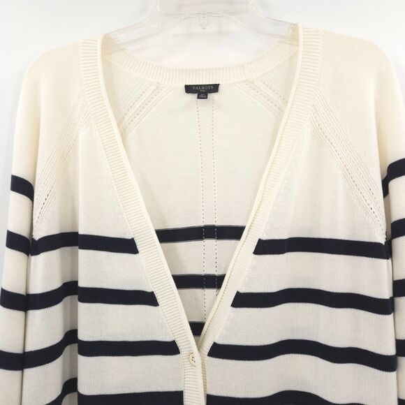 Talbots striped button up cardigan sweater Size 1X long sleeve nautical preppy - Picture 5 of 10